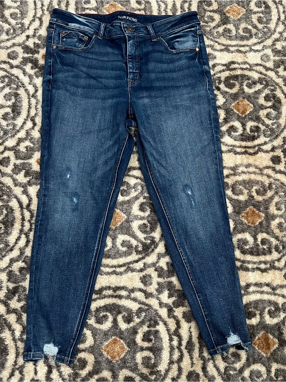 Maurices Jeans Women's 20W Blue High-Rise Super Skinny Stretch Distressed